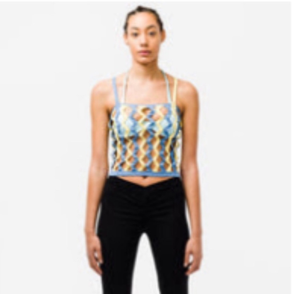 ISA BOULDER BLUE & YELLOW KNIT Nest Tank Top Large